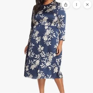 Vince Camuto Floral Navy Dress 1X